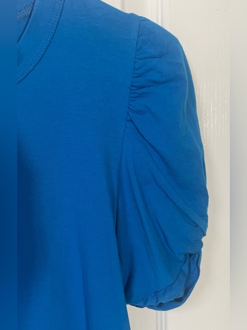 A.L.C. Top Shirt Tshirt XSmall XS Puff-Sleeve Crew Neck Blue Cotton Feminine - Picture 5 of 9